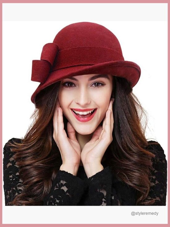 100% Wool Cloche Bucket Hat with Bow Accent main image 3